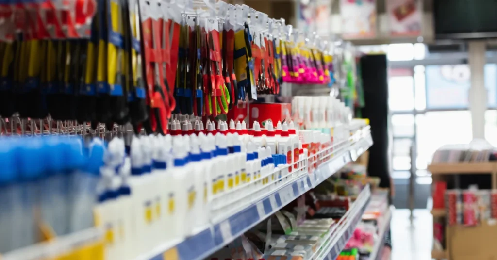 Perakende mağazasında raf düzeni ve dolu stok görünümü ile yüksek ürün bulunurluğu